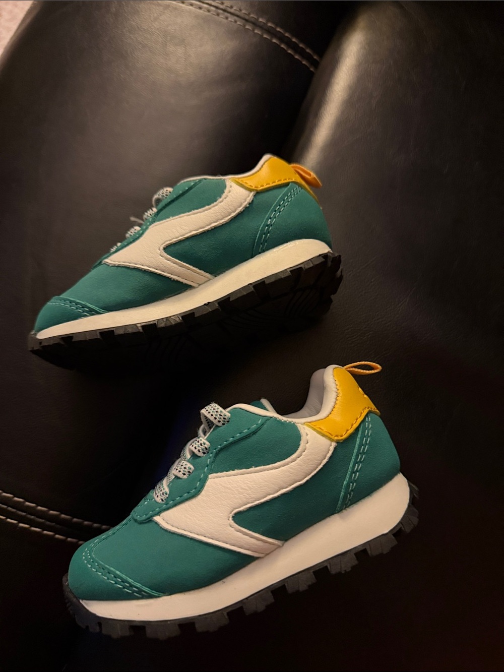 Kids Teal and Yellow Athletic Sneakers - Youth Running Shoes